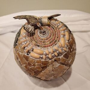 Mosaic Globe with Bird Accent